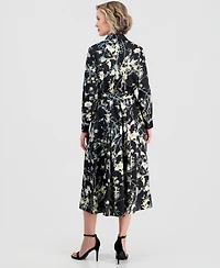 Anne Klein Women's A-Line Tie-Waist Midi Shirt Dress