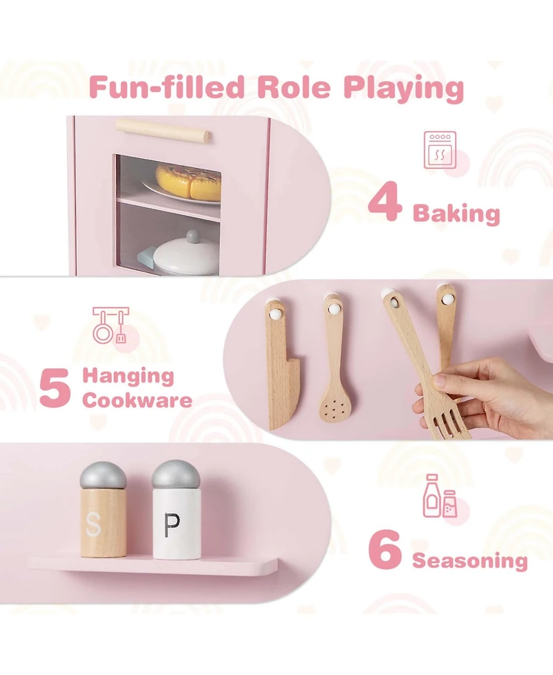 Costway Kids Kitchen Playset with Light up Stove & Cooking Sounds Oven Sink Faucet