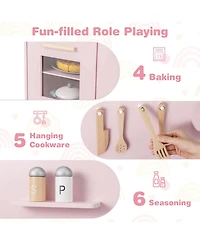 Costway Kids Kitchen Playset with Light up Stove & Cooking Sounds Oven Sink Faucet