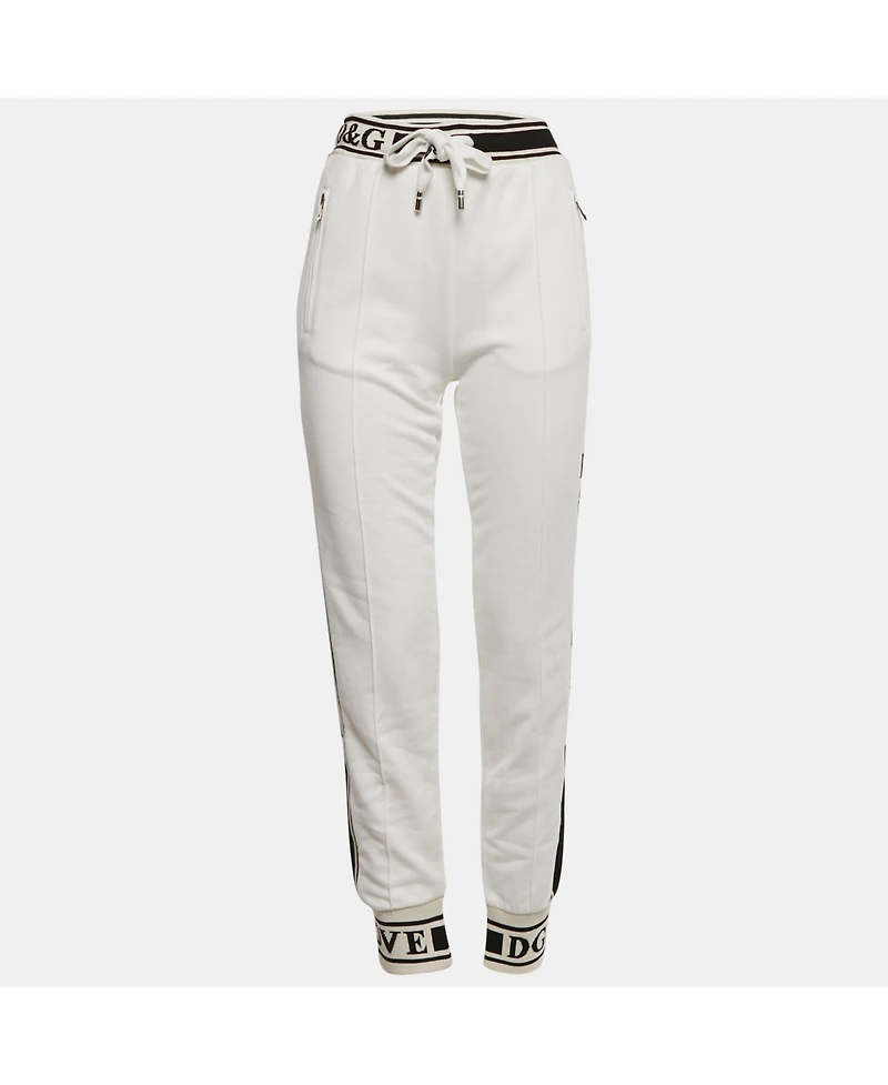 Pre-Owned Dolce & Gabbana Women's Logo Band Cotton Track Pants