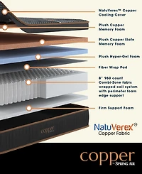 Spring Air Copper Hybrid Quilted 16.5" Cushion Firm Euro Pillow Top Mattress, California King