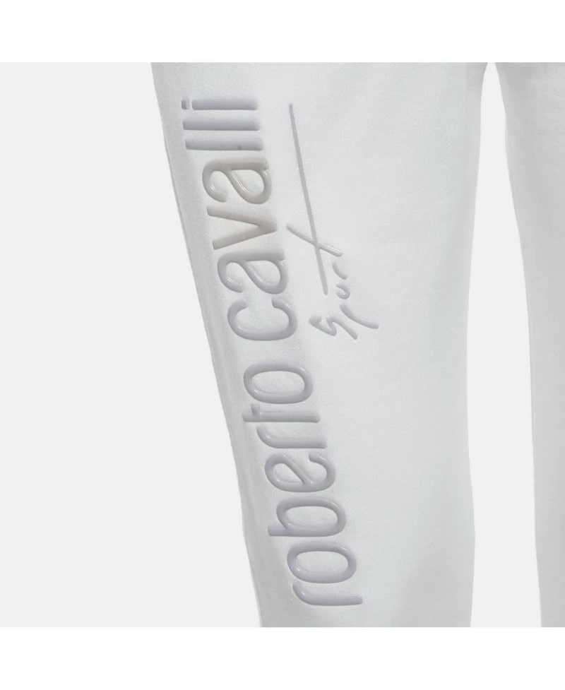 Pre-Owned Roberto Women's Cavalli Sport White Logo Print Cotton Joggers