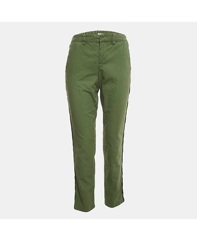 Pre-Owned Zadig & Voltaire Women's Olive Green Cotton Side Band Trousers