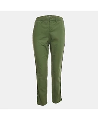 Pre-Owned Zadig & Voltaire Women's Olive Green Cotton Side Band Trousers