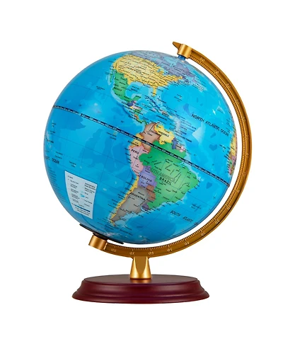 Hongge 8 Inch Led Illuminated World Globe With Wooden Base And Usb Power Cord