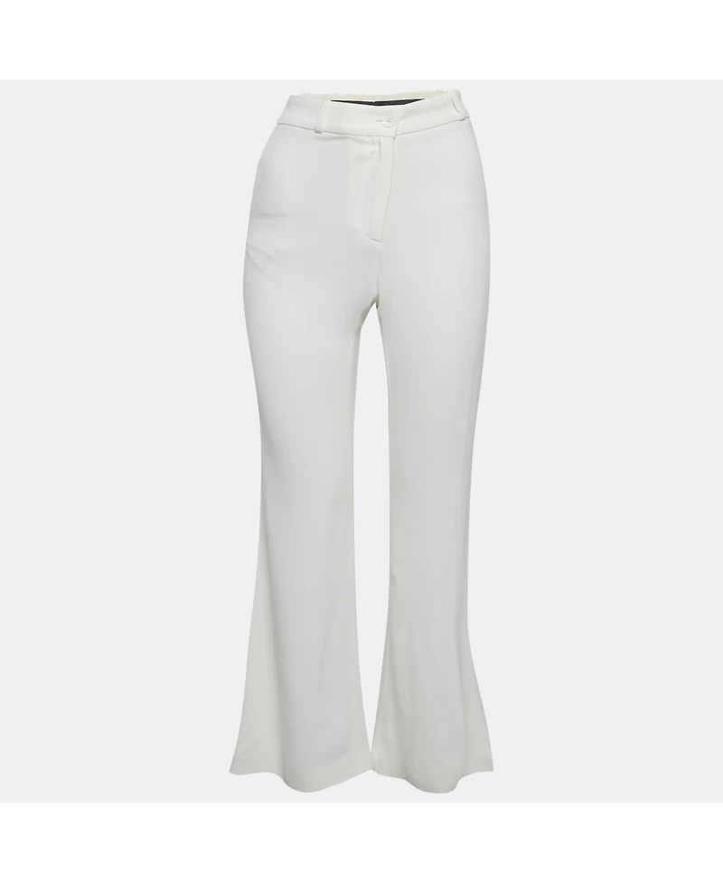 Pre-Owned Roberto Cavalli Women's White Crepe Flared Leg Pants
