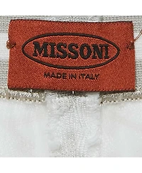 Pre-Owned Missoni Women's White Patterned Rib Knit Band Leggings