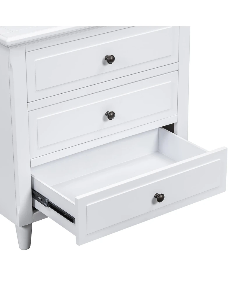 sumyeg 3 Drawer Nightstand Smooth Gliding Rails and Metal Handles