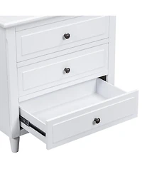 sumyeg 3 Drawer Nightstand Smooth Gliding Rails and Metal Handles