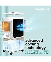 SereneLife Portable Swamp Cooler Air Conditioner - 2500 Cfm Airflow, 8 Gallon Water Tank Portable Evaporative Air Cooler for Room & Outdoors.