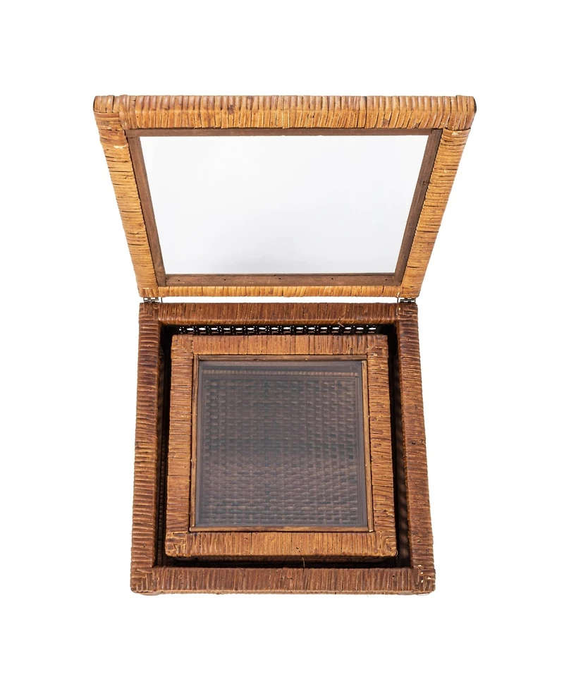 Storied Home Set of 2 Sizes Modern Decorative Rectangle Display Boxes with Glass Top