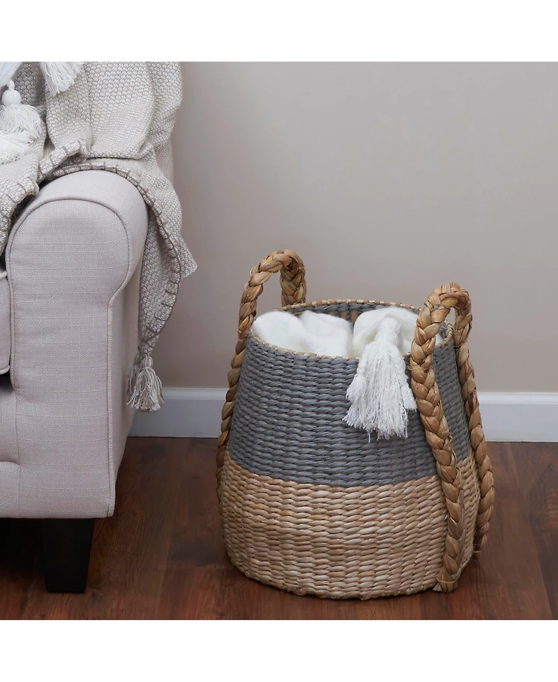 Household Essentials Cattail and Paper Terra Basket, Natural and Black