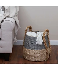 Household Essentials Cattail and Paper Terra Basket, Natural and Black