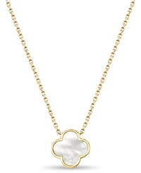 Devata Mother of Pearl Clover Chain Necklace in 14K Gold, 16 in adj to 18 in, approx. 4.3gr