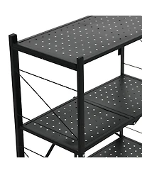 Household Essentials Metal 3-Tier Foldable Utility Rack, Black