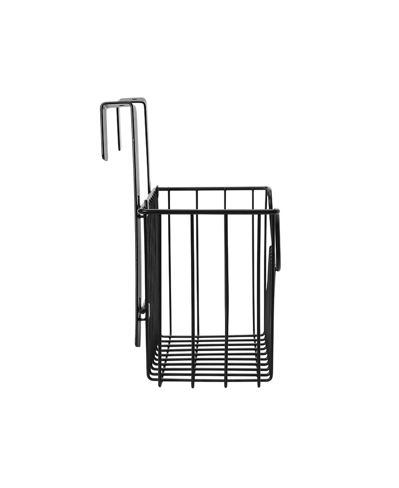 Household Essentials Over the Door Cut Out Metal Basket, Black
