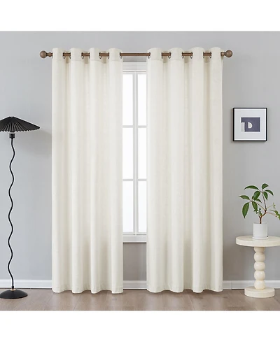 Awesome Home Fleece Textured Light Filtering Grommet Curtains Pair