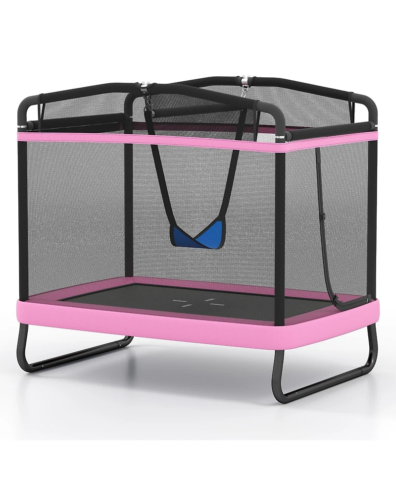 Hongge Kids Trampoline With Detachable Swing And Horizontal Bar For Indoor And Outdoor Play