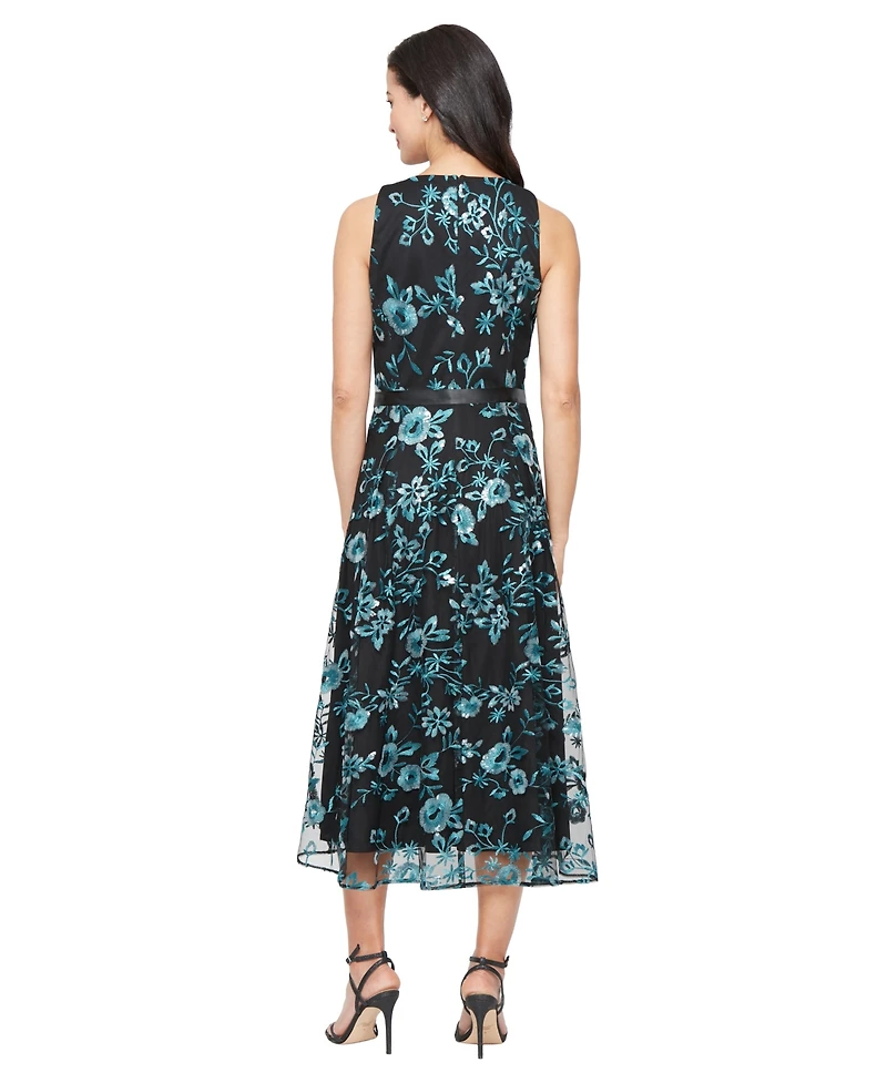Alex Evenings Women's Embroidered Tulle Midi Dress