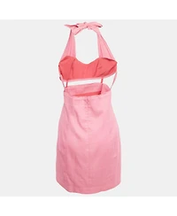 Pre-Owned Jacquemus Women's Pink Linen Blend Cut-Out La Robe Limao Mini Dress