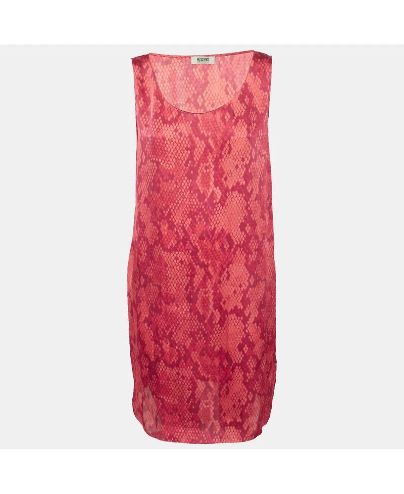 Pre-Owned Moschino Women's Cheap And Chic Red Printed Satin Sleeveless Short Dress