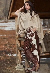 Eloquii Women's Plus Faux Cow Hide And Leather Pant