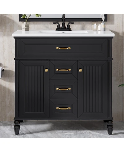Casainc Freestanding Bathroom Vanity with Sink 2 Drawers and Soft Close Doors