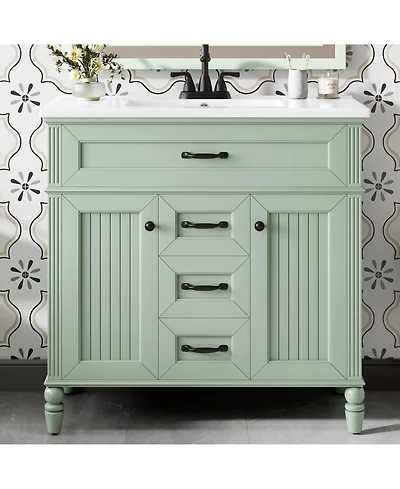 Casainc Freestanding Bathroom Vanity with Sink 2 Drawers and Soft Close Doors