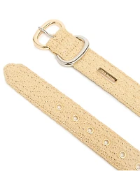 Steve Madden Women's Seasonal Straw Double Buckle Two-Tone Belt