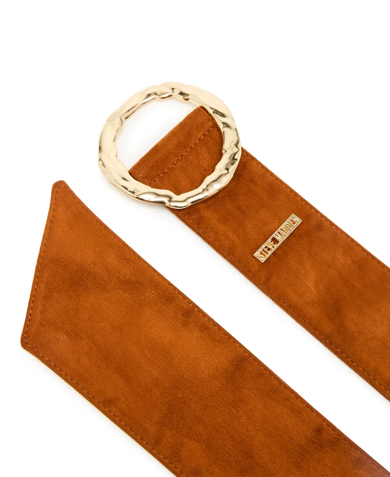 Steve Madden Women's Hammered Circle Buckle Sash Belt