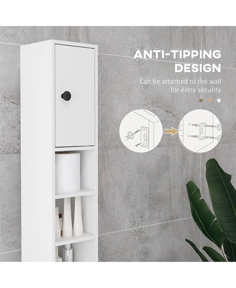 Kleankin Bathroom Storage Cabinet w/ Shelves, Toilet Paper Cabinet, White