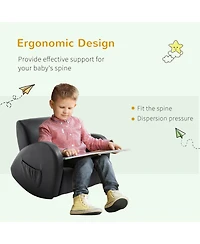 Qaba Childrens Comfortable Sofa Recliner w/ Storage for Remotes & Books