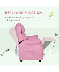 Qaba Kids Recliner Adjustable Armchair Sofa, Soft Sponge Cushion , Pink