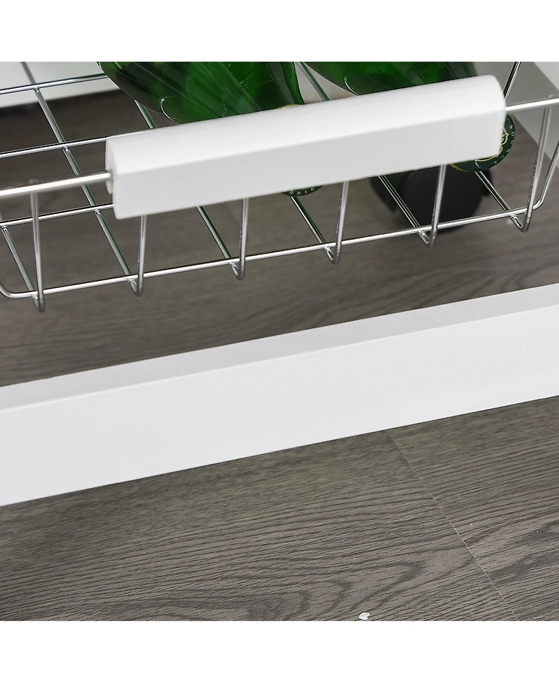 Homcom 32.25" Wood Rolling Kitchen Storage Cart on 360° Swivel Wheels, White