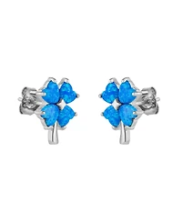 Spero London Blue Opal Four Leaves Clover Sterling Silver Stud Earring