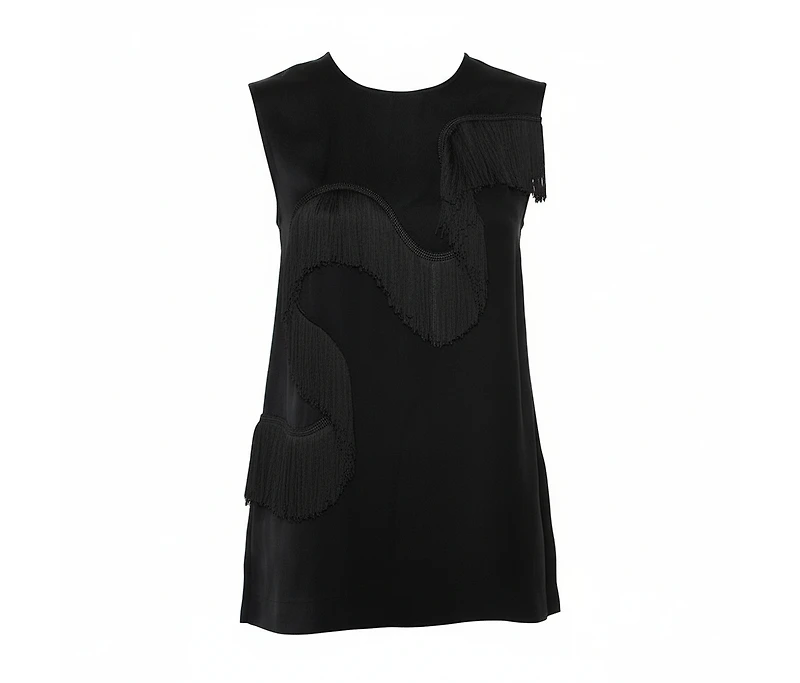 Pre-Owned Stella Mccartney Women's Crepe Fringe Detail Sleeveless Top