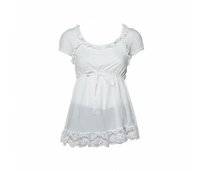 Pre-Owned Dolce & Gabbana Women's Pre-Owned Dolce and Gabbana Knit Lace Trim Tie Detail Top