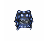 Pre-Owned Roberto Cavalli Women's Blue & Black Printed Silk Sheer Blouse