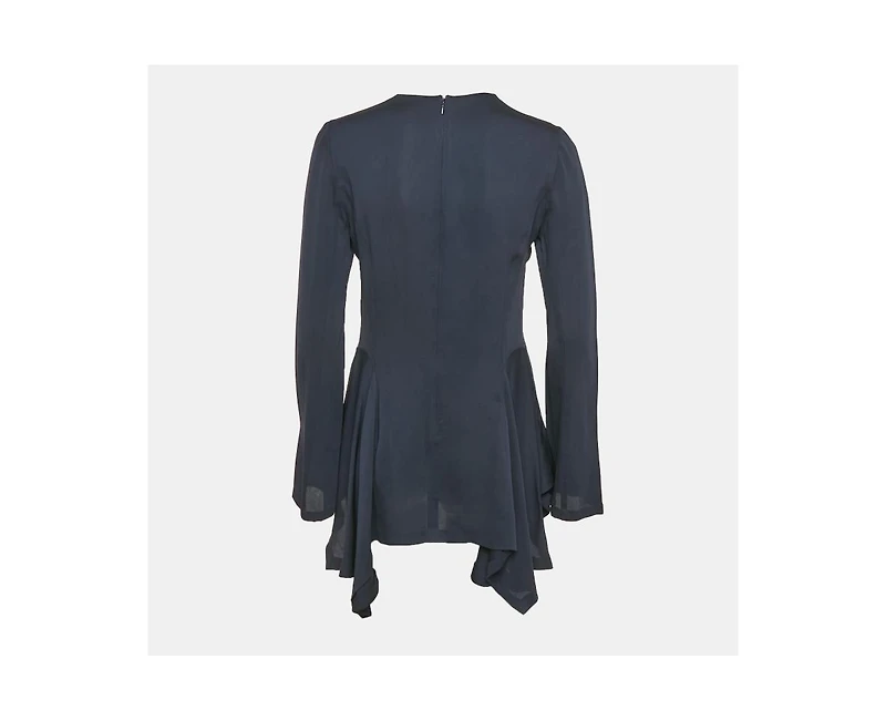 Pre-Owned Stella Mccartney Women's Navy Blue Crepe Asymmetric Top