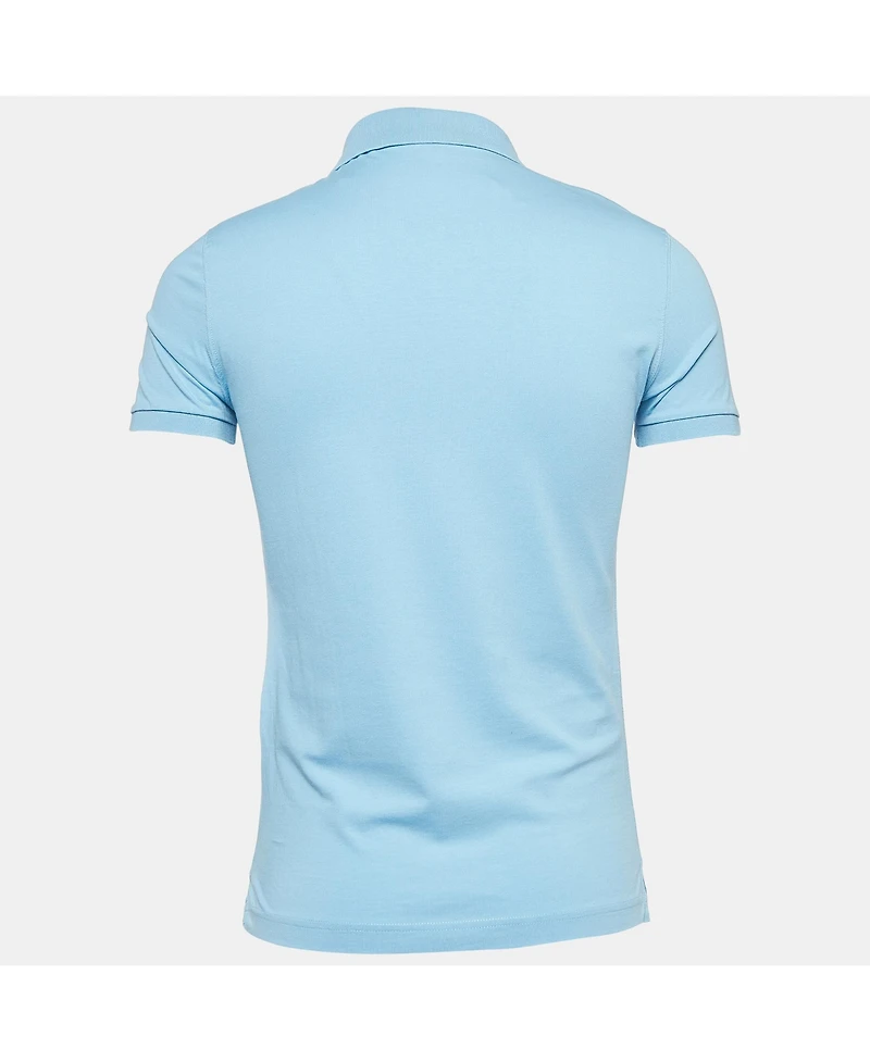 Pre-Owned Burberry Men's Brit Blue Cotton Half Sleeve Polo T-Shirt