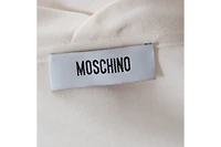 Pre-Owned Moschino Women's Cream Silk Crepe De Chine Bow Detail Short Sleeve Blouse