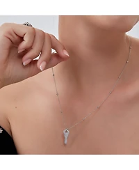 Spero London Key Pendant Necklace With Beaded Chain Sterling Silver