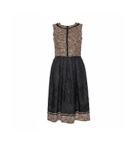 Pre-Owned D&G Black and Brown Tweed Silk Overlay Flared Dress