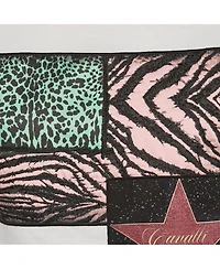 Pre-Owned Roberto Cavalli Women's Jersey Walk Of Fame Patched Crew Neck T-Shirt