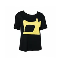 Pre-Owned Moschino Women's Cheap And Chic Black Jersey Sewing Machine Appliqued T-Shirt