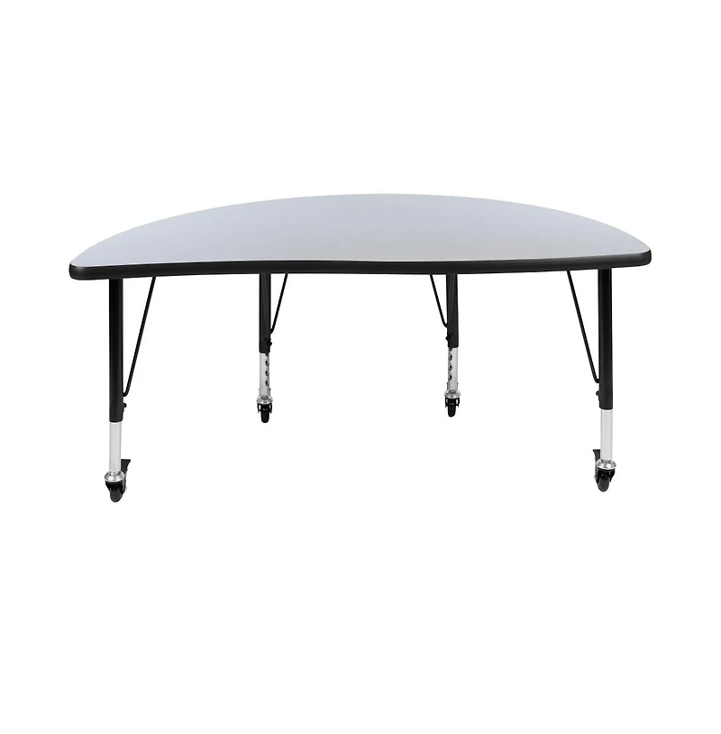 Mobile 47.5" Half Circle Wave Flexible Collaborative Kids Adjustable Activity Table