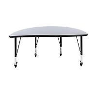 Mobile 47.5" Half Circle Wave Flexible Collaborative Kids Adjustable Activity Table