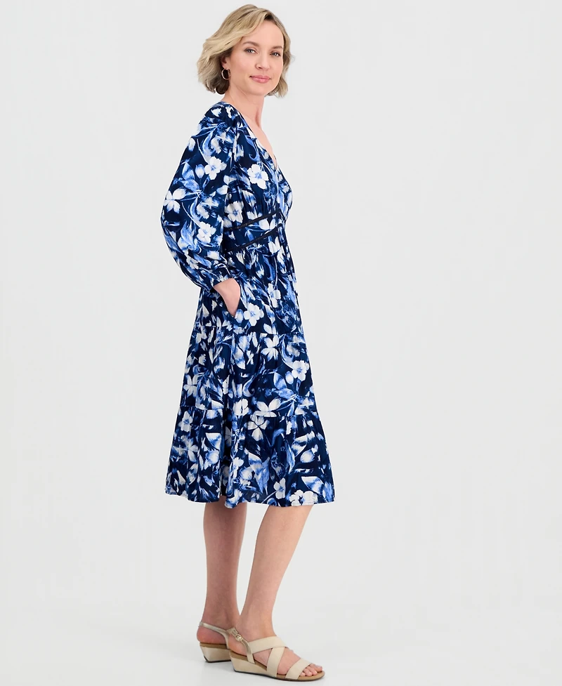 Style & Co Women's Printed Long-Sleeve Dress, Macy's Exclusive