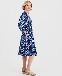 Style & Co Women's Printed Long-Sleeve Dress, Macy's Exclusive
