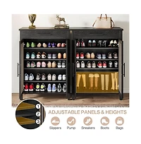 Slim Shoe Rack with Doors for Small Entryways